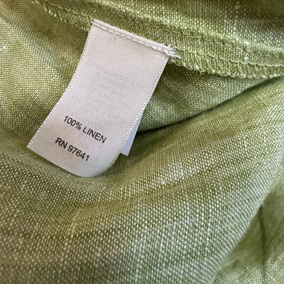NWT J. Jill 100% Linen Green 24w Maxi Sharkbite Hem Skirt Zip Up Lagenlook Flowy - Picture 6 of 8